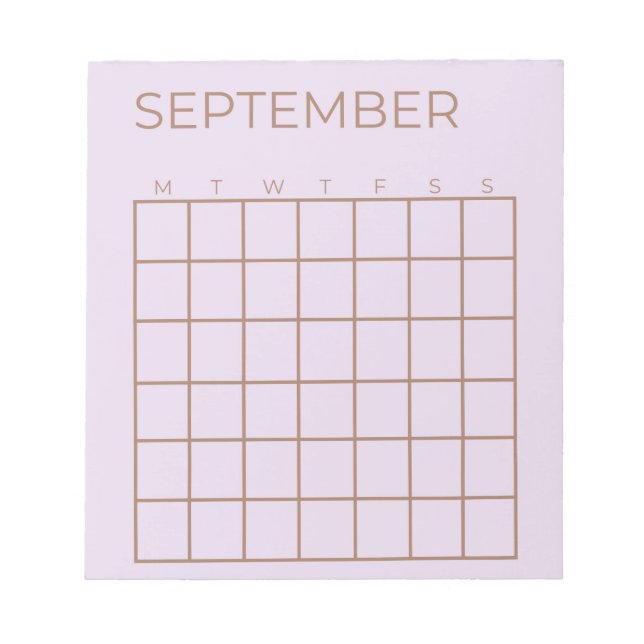 Bloc-note Lilac Calendrier septembre non daté pour le planif (Devant)