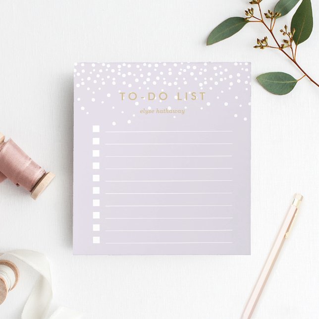 Bloc-note Lilac | Confetti Dots Personalized To-Do List (Créateur téléchargé)