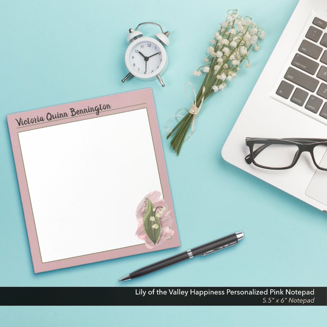 Bloc-note Lily of the Valley Happiness Personnalisé rose (Lily of the Valley: A Return to Happiness Personalized Pink Notepad)