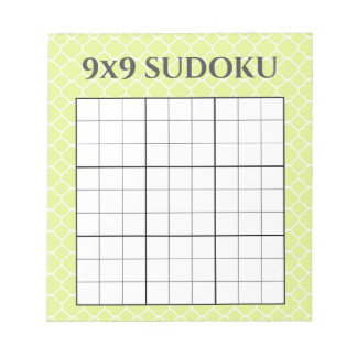 Bloc-note Lime Green Géométrique 9x9 Sudoku Grille Modèle