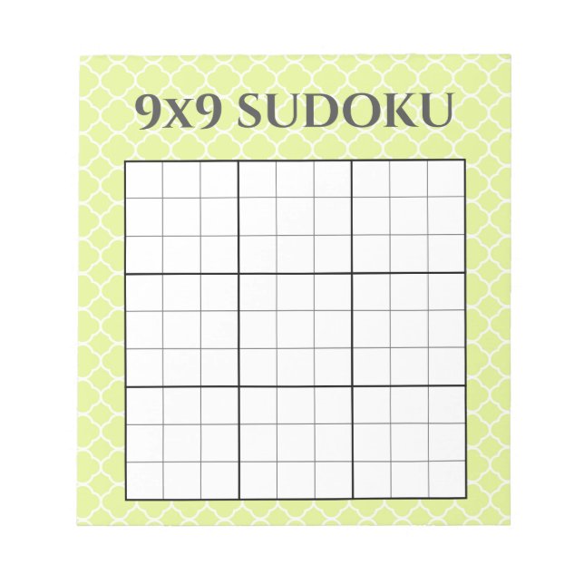 Bloc-note Lime Green Géométrique 9x9 Sudoku Grille Modèle (Devant)