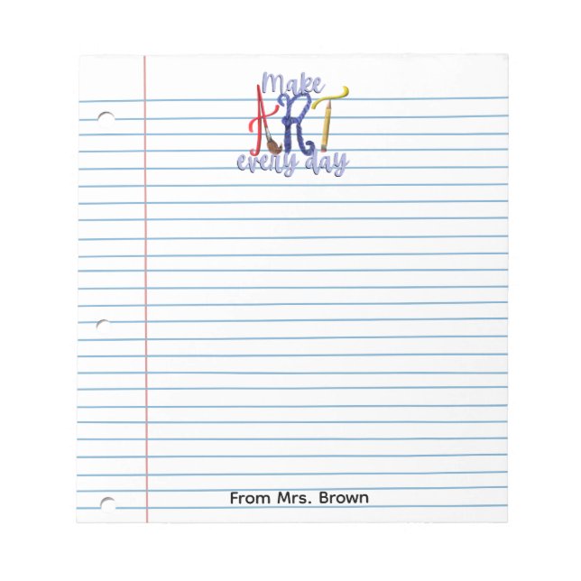 Bloc-note Lined paper Art teacher notepad (Devant)