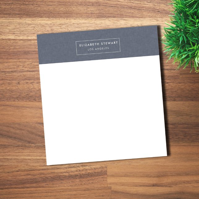 Bloc-note Linge bleu minimaliste moderne et ivoire (Créateur téléchargé)