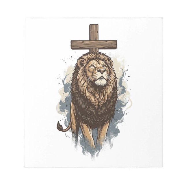 Bloc-note Lion chrétien et croix vintage (Devant)