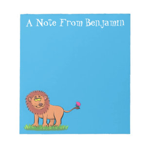 Bloc-note Lion joyeux avec dessin animé de papillon