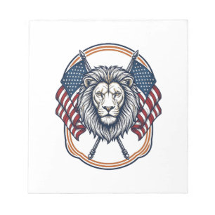 Bloc-note Lion patriotique avec drapeaux américains vintage