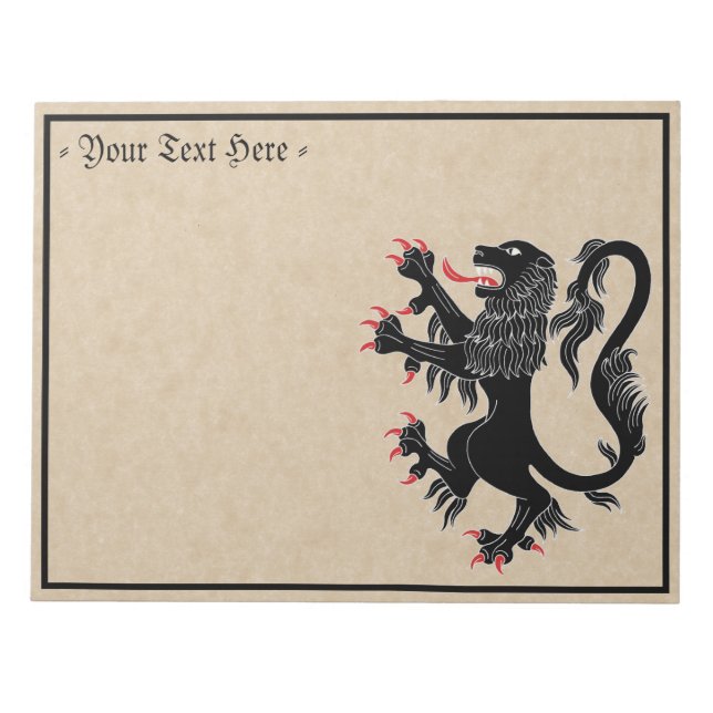 Bloc-note Lion Rampant Sable (Devant)