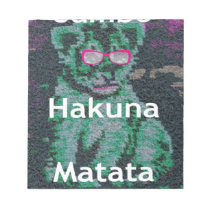 Bloc-note Lion vert avec lunettes roses "Hakuna Matata" Art