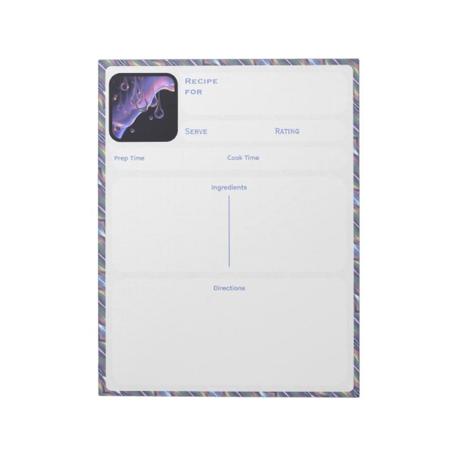 Bloc-note Liquéfier - Carte de recette d'insertion de liant (Tourné)