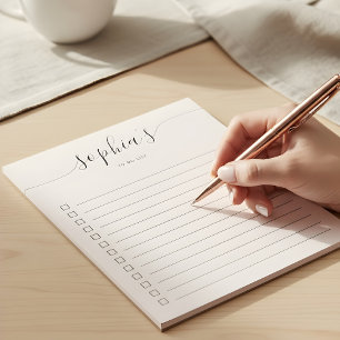 Bloc-note Liste de choses à faire Écriture Rose Pâle