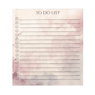Bloc-note Liste de choses à faire minimaliste chic aquarelle