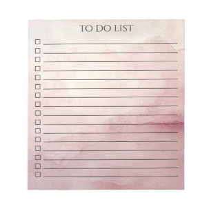 Bloc-note Liste de choses à faire minimaliste chic aquarelle