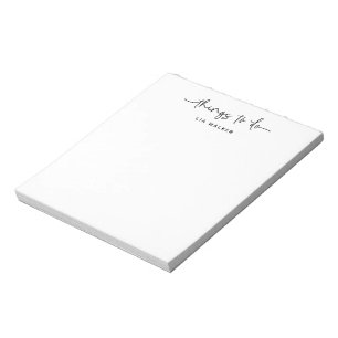 Bloc-note Liste de choses à faire moderne nom de script chic