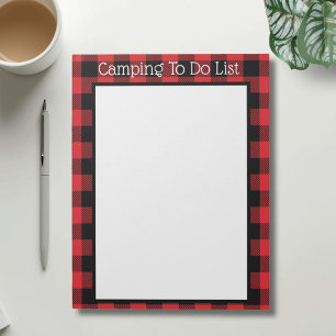 Bloc-note Liste de choses à faire pour le camping en tartan 