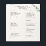 Bloc-note Liste de contrôle mariage<br><div class="desc">Le planificateur Parfait avec une liste de contrôle de mariage avant pour que le futur marié puisse être en tête des choses et éviter le syndrome de bridezilla! Vous pouvez personnaliser chaque lot de la liste de contrôle ou la laisser telle quelle, mais n'oubliez pas de personnaliser avec vos noms...</div>