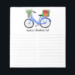 Bloc-note Liste de courses de Noël à vélo CUSTOM<br><div class="desc">Faites vos listes d'achats en style avec ce bloc-notes personnalisable d'épicerie,  de planification de repas ou de liste de choses à faire. Customisez ou ajoutez du texte pour répondre à vos besoins. Conserver ou supprimer les lignes aussi. Consultez ma boutique pour plus de tailles et de styles!</div>