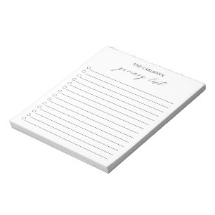 Bloc-note Liste de courses élégante noir et blanc simple mod