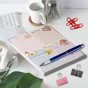Bloc-note Liste de courses multicolore adorable