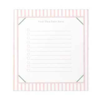 Bloc-note Liste de notes personnalisée rose et verte avec de