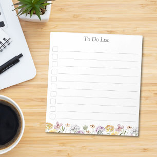 Bloc-note Liste de tâches de jardin floral de fleurs sauvage