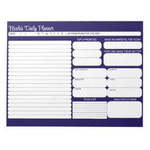 Bloc-note Liste de tâches du planificateur quotidien bleu ma