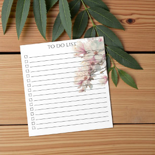 Bloc-note Liste de tâches moderne Bohème Magnolia Aquarelle