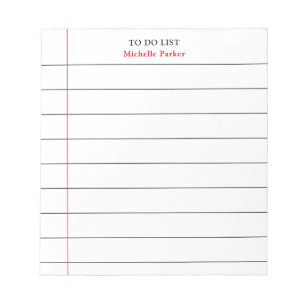 Bloc-note LISTE DE TÂCHES Papier ligné minimaliste moderne