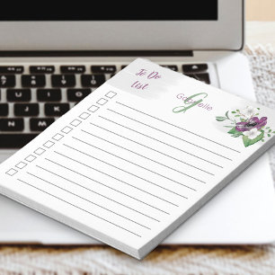 Bloc-note Liste de tâches personnalisée avec motif floral aq