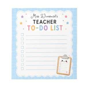 Bloc-note Liste de tâches pour l'enseignant mignon