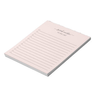 Bloc-note Liste de tâches simple rose poudré élégant