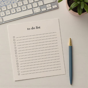 Bloc-note Liste de Tâches Taupe Douce Minimaliste Enseignant
