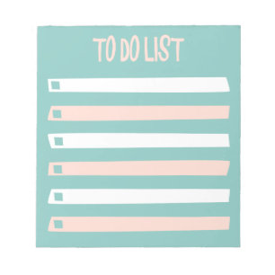 Bloc-note Liste de vérification simple rose bleu blanc