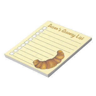 Bloc-note Liste d'épicerie Baker personnalisée Croissant Pât