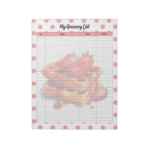 Bloc-note Liste d'épicerie de la fraise mignonne