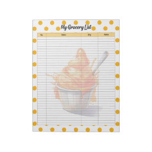 Bloc-note Liste d'épicerie du sherbet Cute Orange