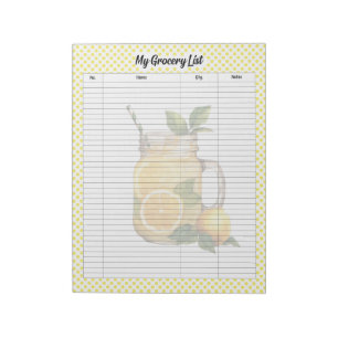 Bloc-note Liste d'épicerie fine à tarte au citron