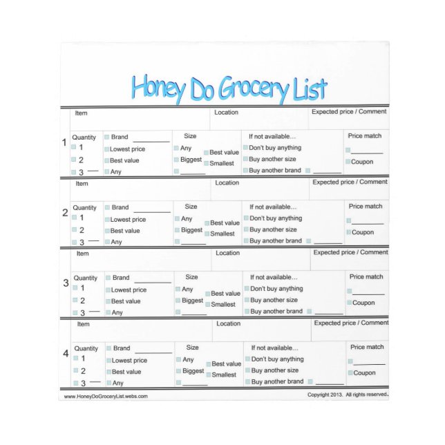 Bloc-note Liste d'épicerie Honey Do .. (Devant)