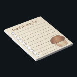 Bloc-note Liste d'épicerie personnalisée Crumb Muffin Pâtiss<br><div class="desc">Le design présente une illustration originale d'un délicieux muffin de mie fraîchement cuit et recouvert d'un trituré crumbly. Idéal pour votre gourmet, boulanger ou pâtissier préféré ! Cette illustration foodie est également disponible sur d'autres produits. Ne vois-tu pas ce que tu cherches ? Vous avez besoin d'aide pour la personnalisation...</div>