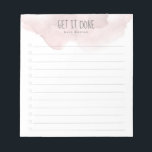 Bloc-note Liste des tâches d'aquarelle couleur rose pâle<br><div class="desc">Faites le suivi de votre liste de choses à faire avec ce bloc-notes personnalisé. Le design présente une aquarelle rose vif et ombre en haut,  un en-tête personnalisable qui dit "Faites-le",  sous vous pouvez ajouter votre nom et 12 lignes pour ajouter vos tâches et les désactiver.</div>