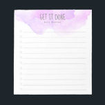 Bloc-note Liste des tâches d'aquarelle Ombre violet<br><div class="desc">Faites le suivi de votre liste de choses à faire avec ce bloc-notes personnalisé. Le design comporte une aquarelle couleur violet en haut,  un en-tête personnalisable qui dit "Faites-le",  sous vous pouvez ajouter votre nom et 12 lignes pour ajouter vos tâches et les vérifier.</div>