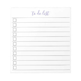 Bloc-note Liste élégante et chic de choses à faire écriture