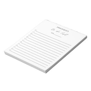 Bloc-note Liste élégante et simple à faire en noir et blanc 
