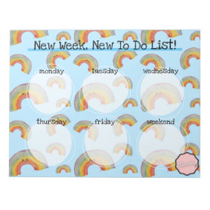 Bloc-note Liste hebdomadaire des activités, Kawaii Rainbow