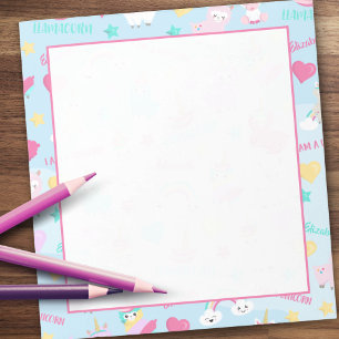 Bloc-note Little Girl Cute Llamacorn Pastel Motif