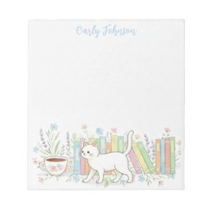 Bloc-note Livres Chats & Café Floral Personnalisé