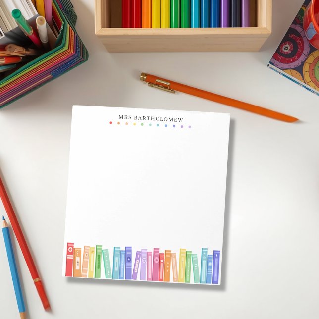 Bloc-note Livres de couleur arc-en-ciel enseignant scolaire  (Créateur téléchargé)