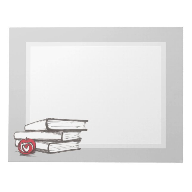 Bloc-note Livres + Une Pomme | Personnalisable (Devant)