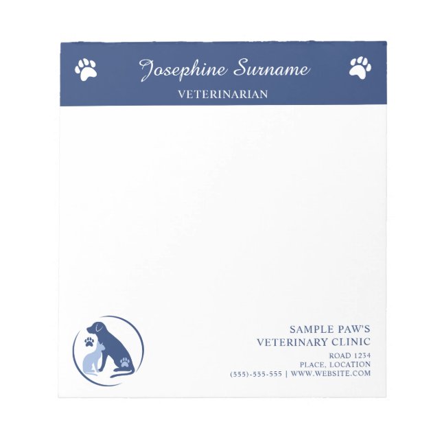 Bloc-note Logo Chien Bleu et Chat avec Texte Personnalisé Cl (Devant)