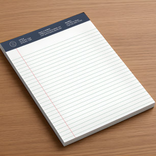 Bloc-note Logo d'affaires minimal moderne Marine Bleu Large