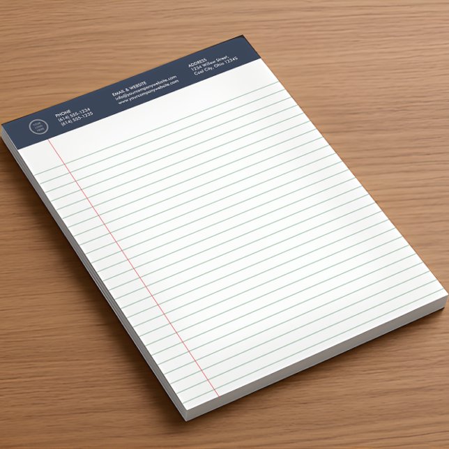 Bloc-note Logo d'affaires minimal moderne Marine Bleu Large  (Créateur téléchargé)